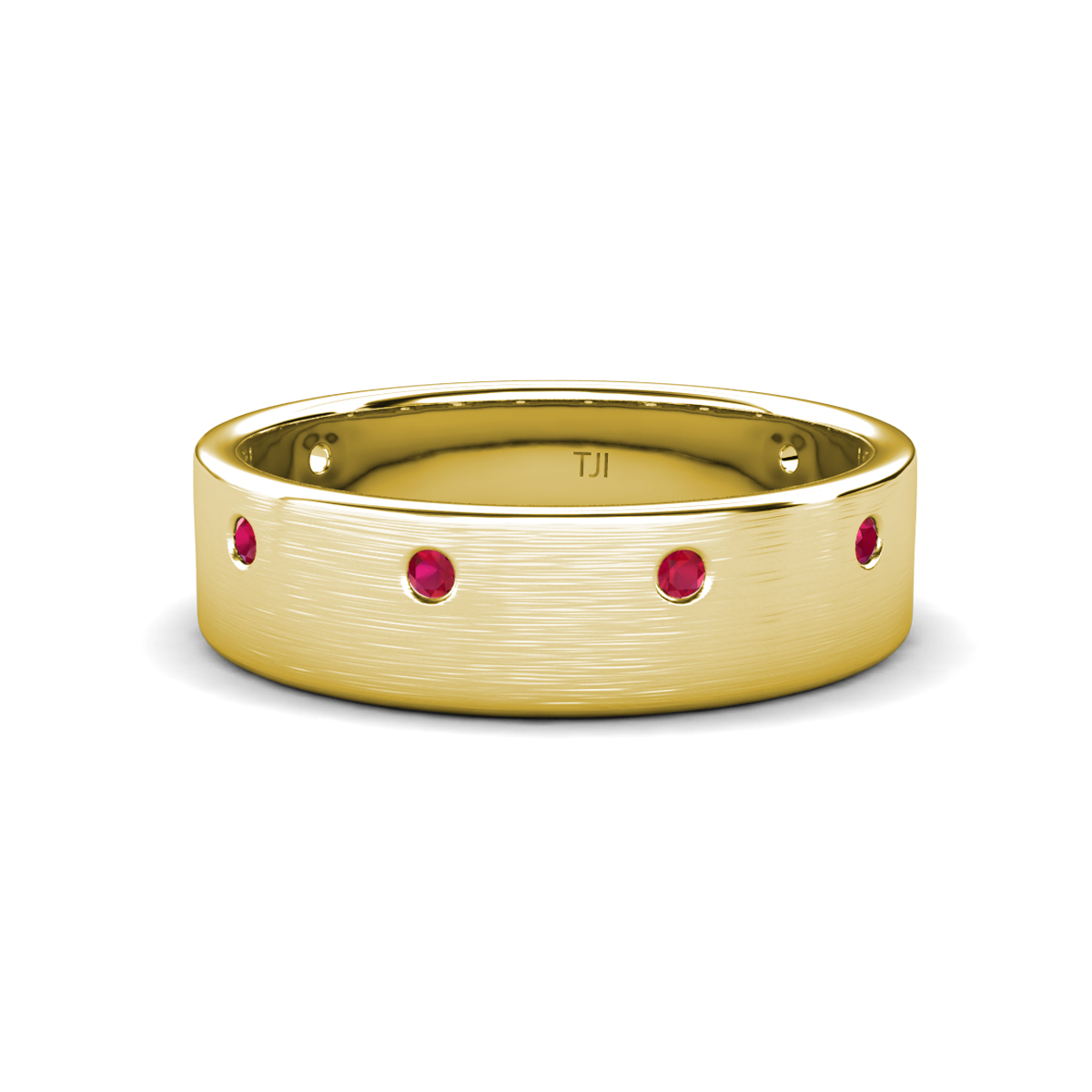 Orion Round Ruby Brushed Satin Finish Men Wedding Band (8 mm) 